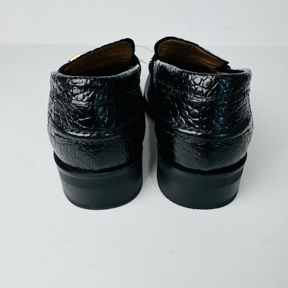 & Other Stories Leather Croc-Embossed Loafers with Gold Chain - Picture 7 of 11